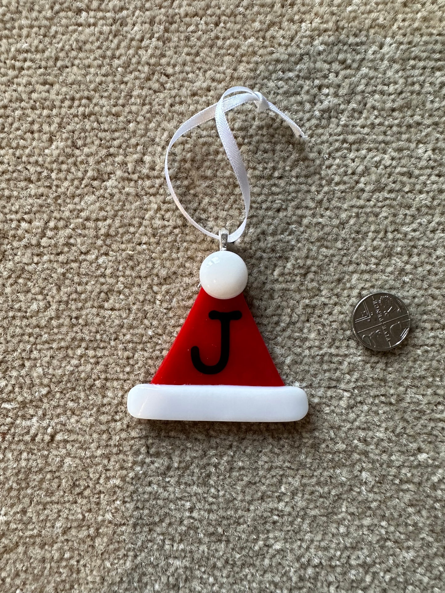 Fused Glass Christmas Santa Hat hanging decoration