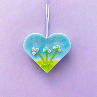 Hanging Heart Decoration White Flowers