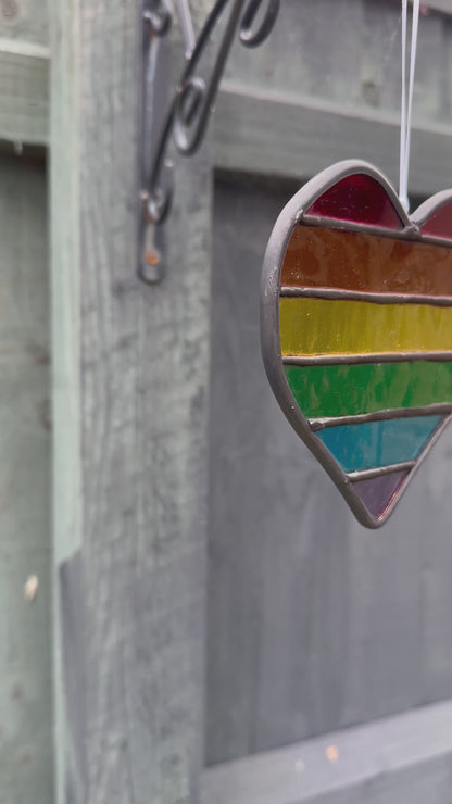 Rainbow Stained Glass Heart