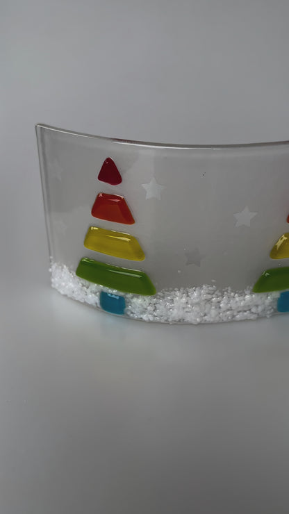 Fused Glass Rainbow Christmas Tree Wave