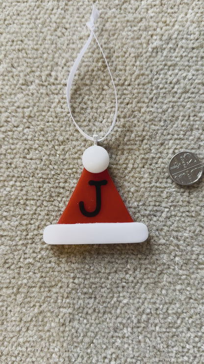 Fused Glass Christmas Santa Hat hanging decoration