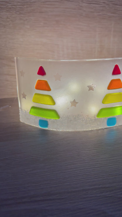 Fused Glass Rainbow Christmas Tree Wave