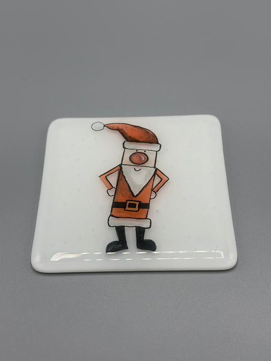 Fused Glass Santa Coaster