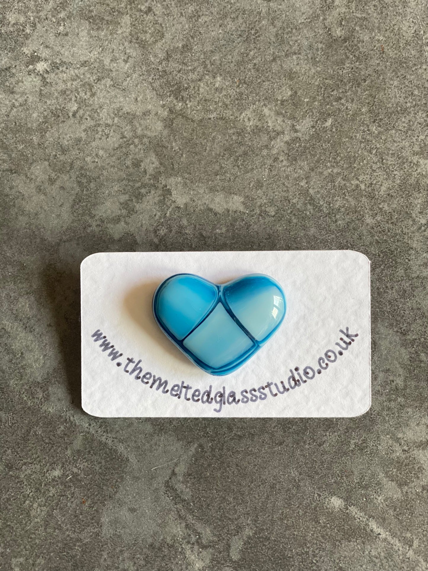 Blue Shaded Heart Pin Badge