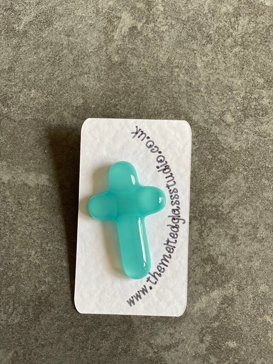 Turquoise Cross Pin Badge