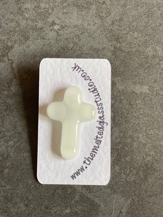 White Cross Pin Badge