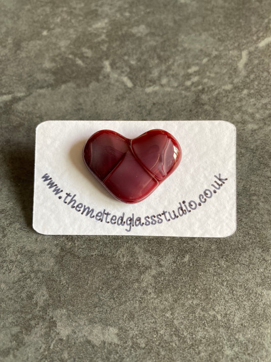 Dark Red Heart Pin Badge