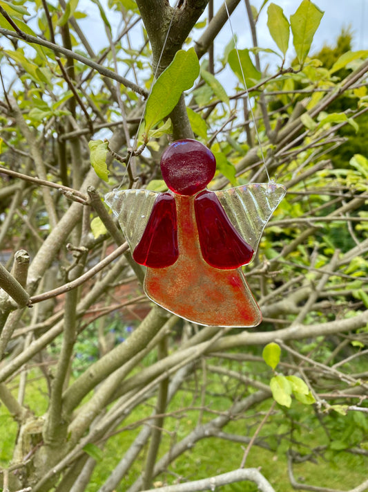 Fused Glass Angel Red