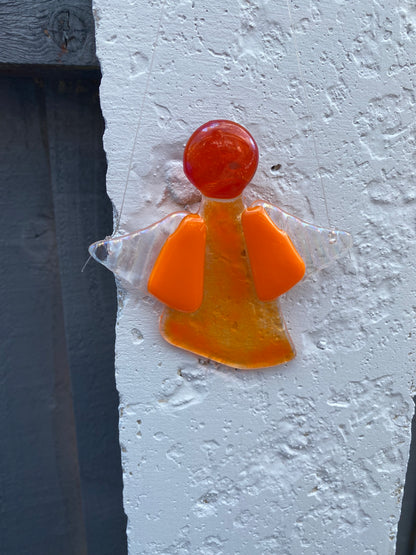 Fused Glass Angel Orange