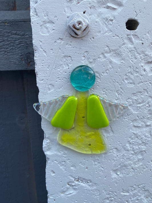 Fused Glass Angel Green