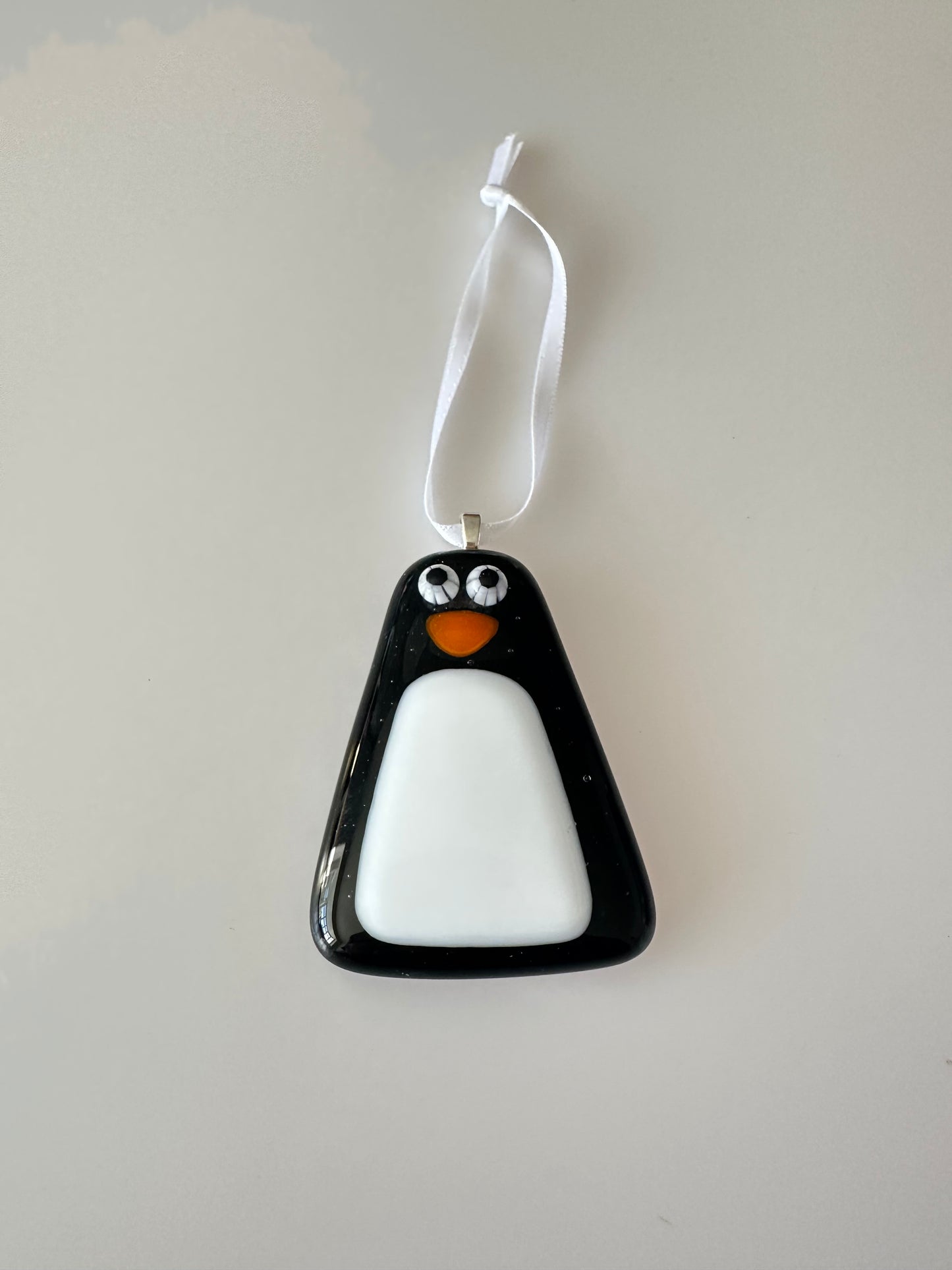 Fused Glass Hanging Penguin Decoration